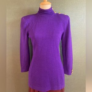 VTG ST. JOHN 80s Vibrant Purple High Neck Sweater